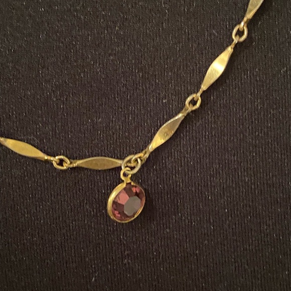 Long Layering Gold Chain Necklace with Purple Glass Beads - Picture 8 of 9